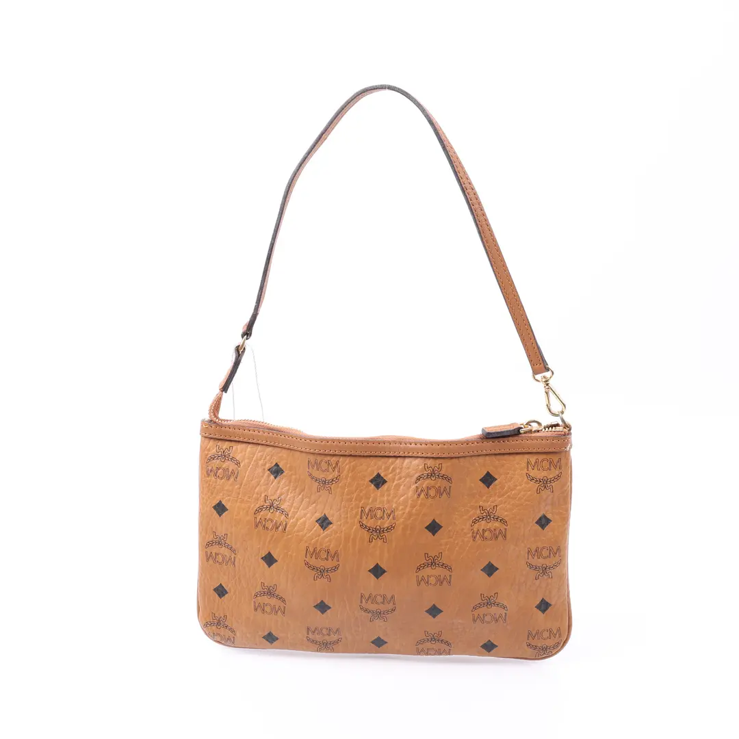 MCM Visetos Brown Canvas Shoulder Bag
