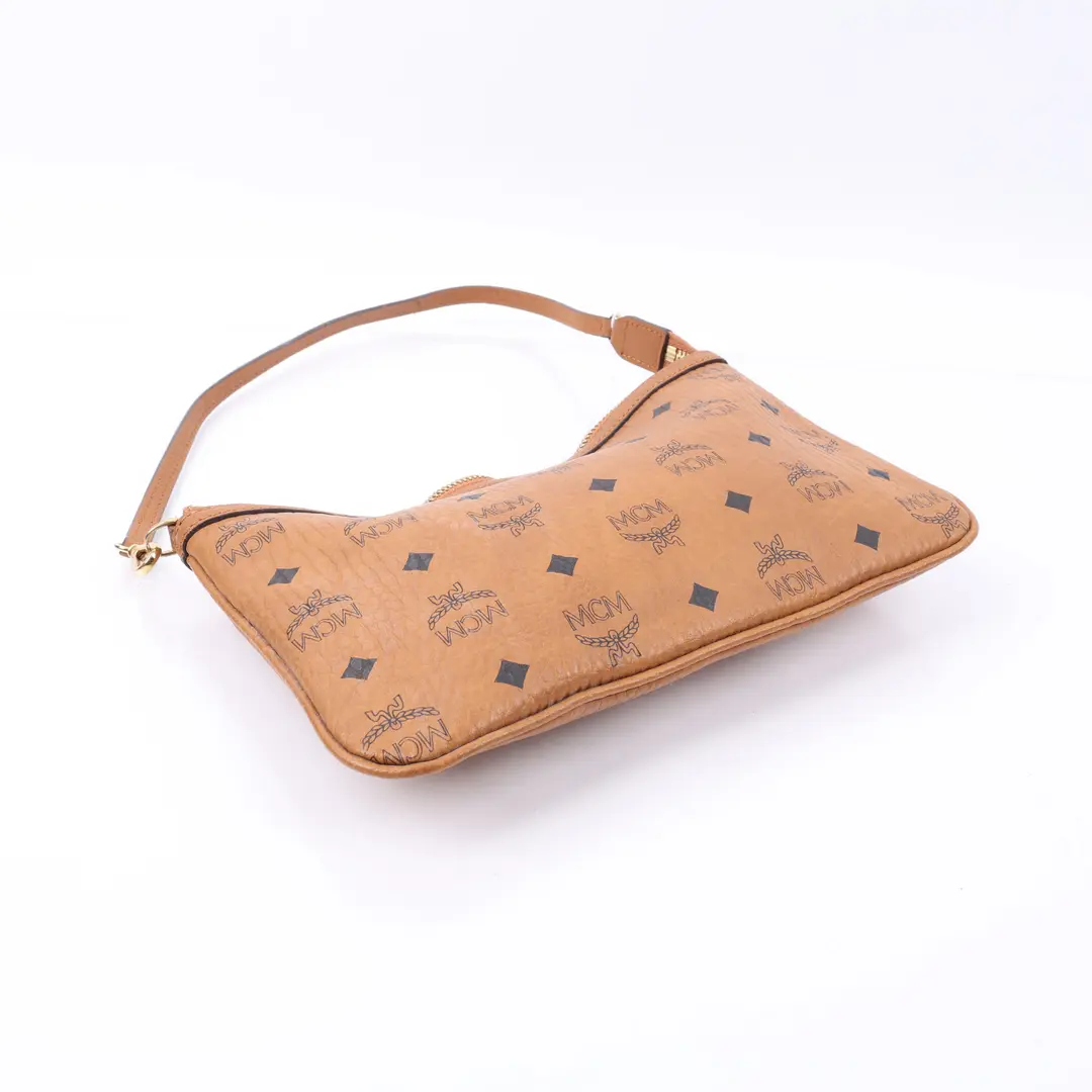 MCM Visetos Brown Canvas Shoulder Bag