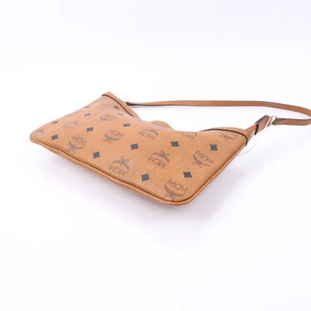 MCM Visetos Brown Canvas Shoulder Bag