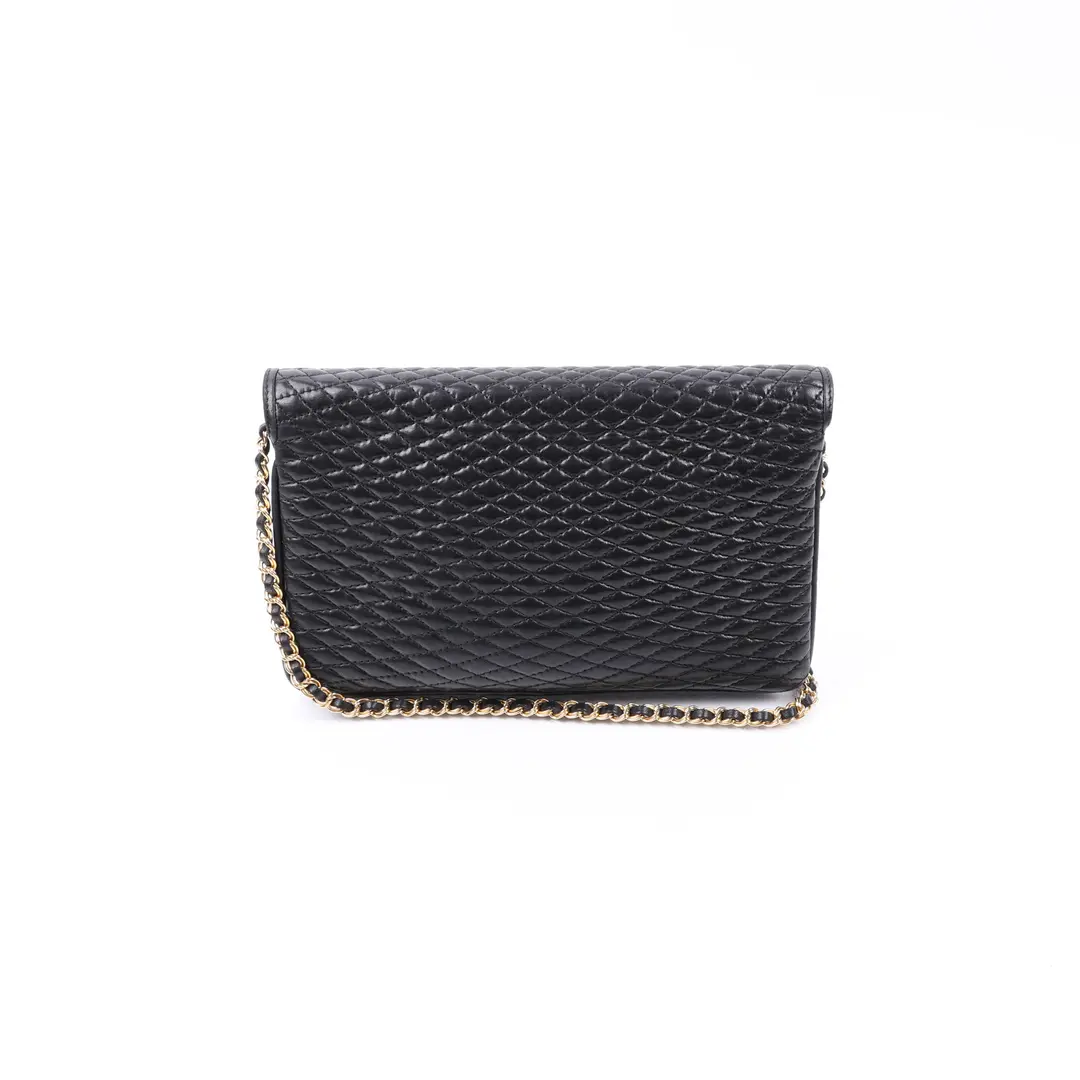 Bally Vintage Quilted Black Leather Shoulder Bag