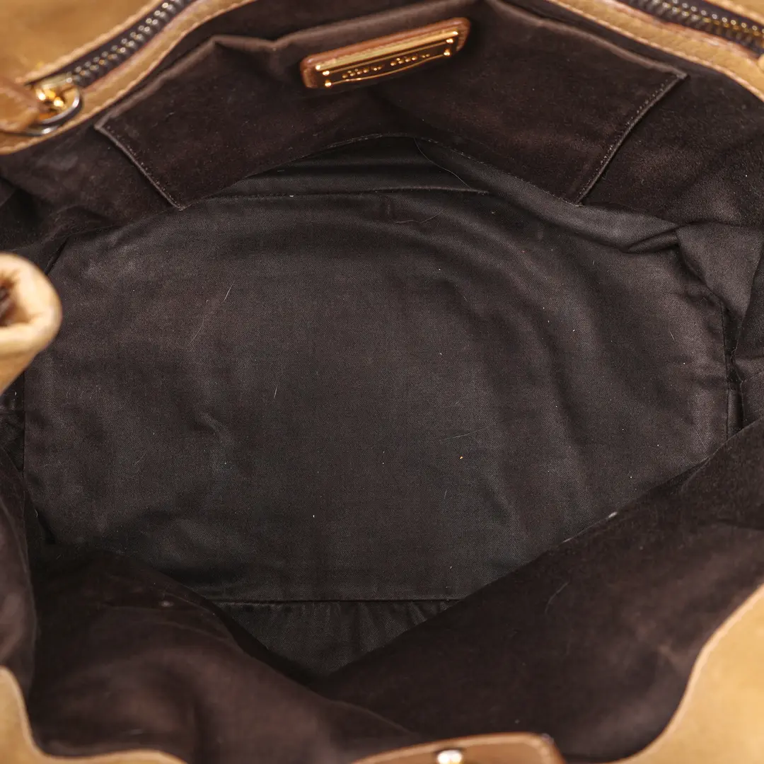 Miu Miu Vitello Lux Beige Leather Shoulder Bag