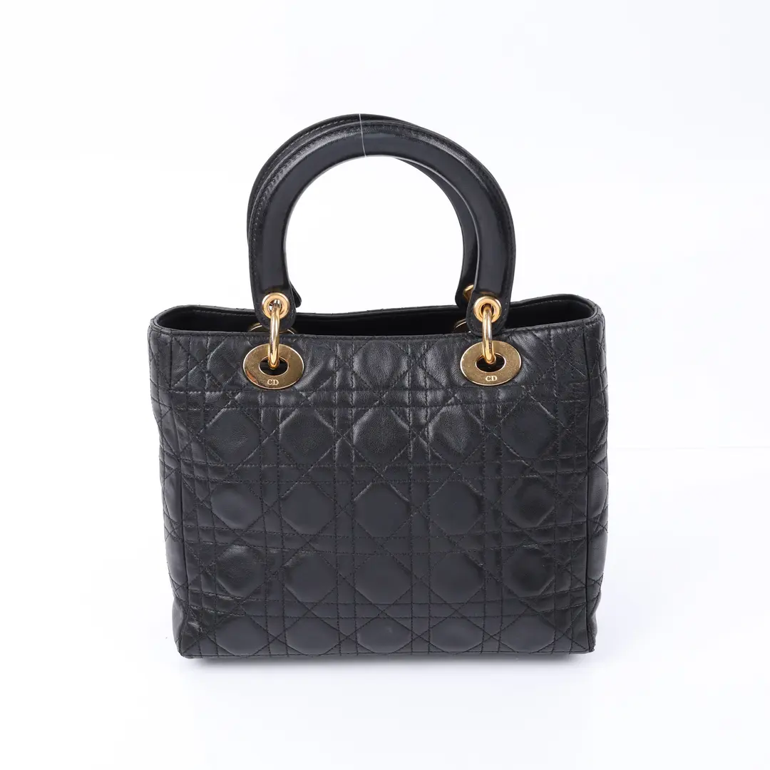 Dior Lady Dior Black Cannage Leather Medium Shoulder Bag