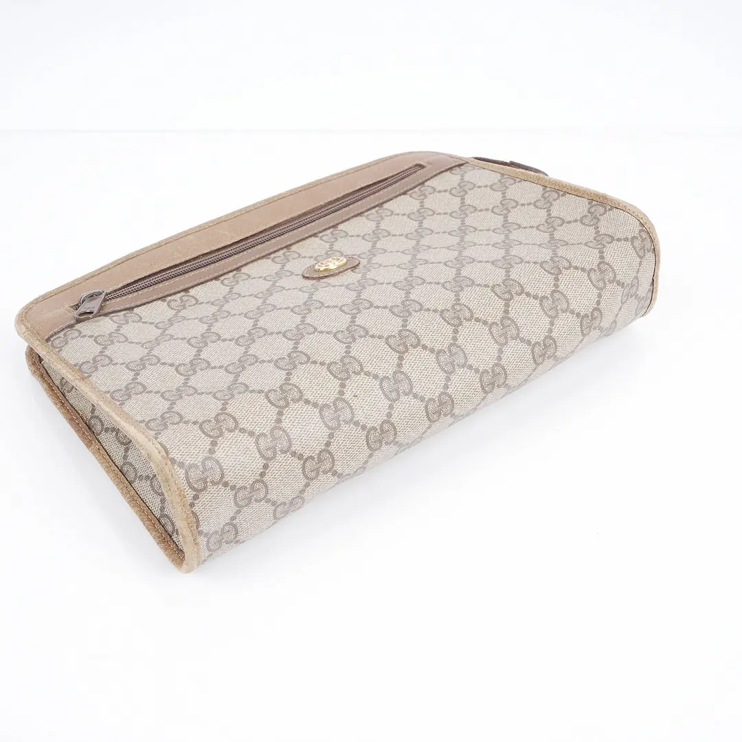 Gucci GG Plus Beige Canvas Clutch Bag