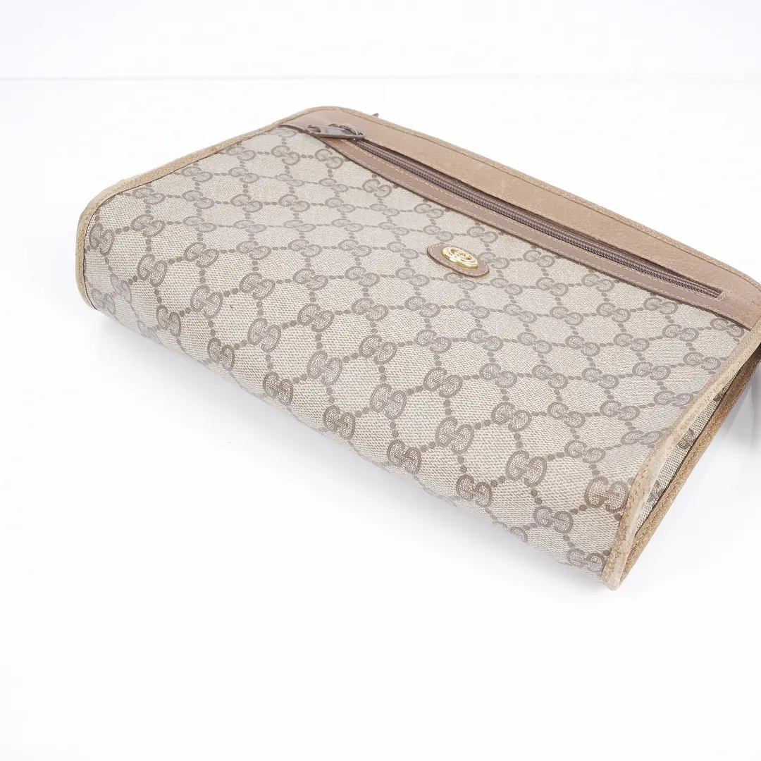 Gucci GG Plus Beige Canvas Clutch Bag