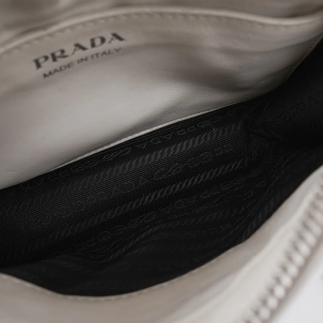 Prada Diagramme White Leather Shoulder Bag