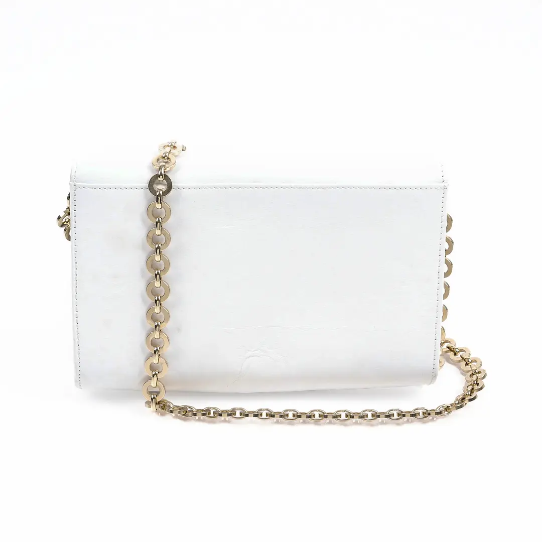 Salvatore Ferragamo Gancini White Leather Shoulder Bag