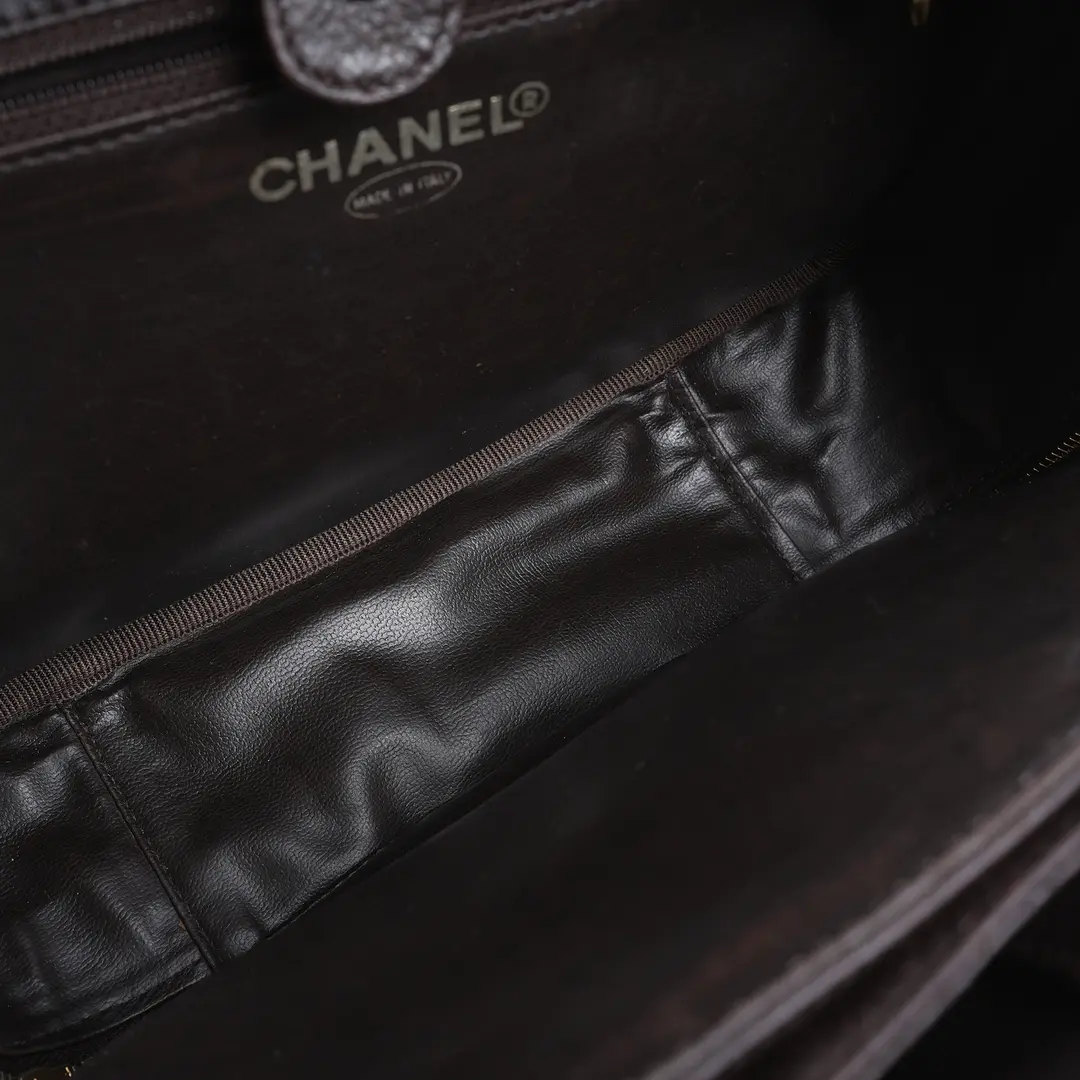 Chanel CC Vanity Case Brown Caviar Leather Bag