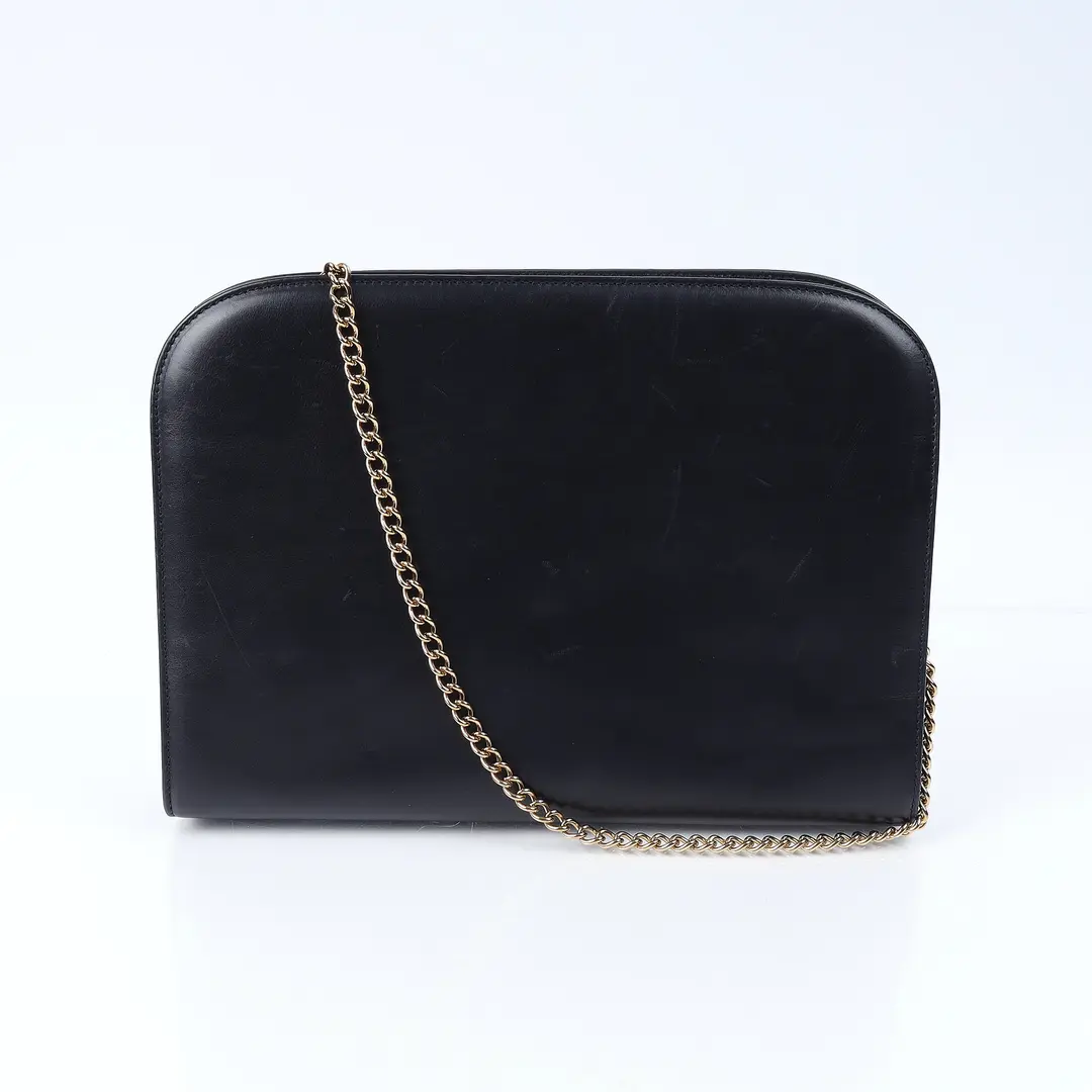 Salvatore Ferragamo Gancini Black Leather Shoulder Bag