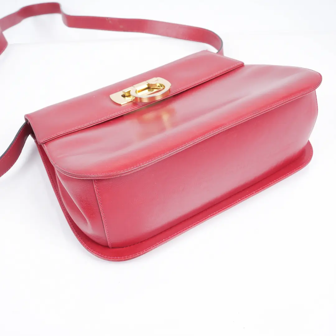 Salvatore Ferragamo Gancini Red Leather Shoulder Bag
