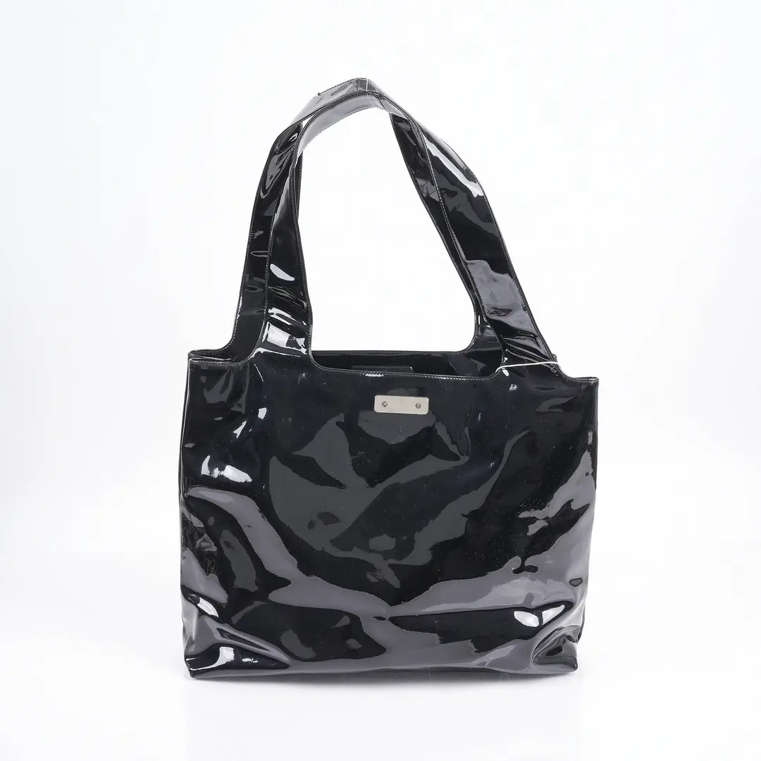 Salvatore Ferragamo Black Patent Leather Tote Bag