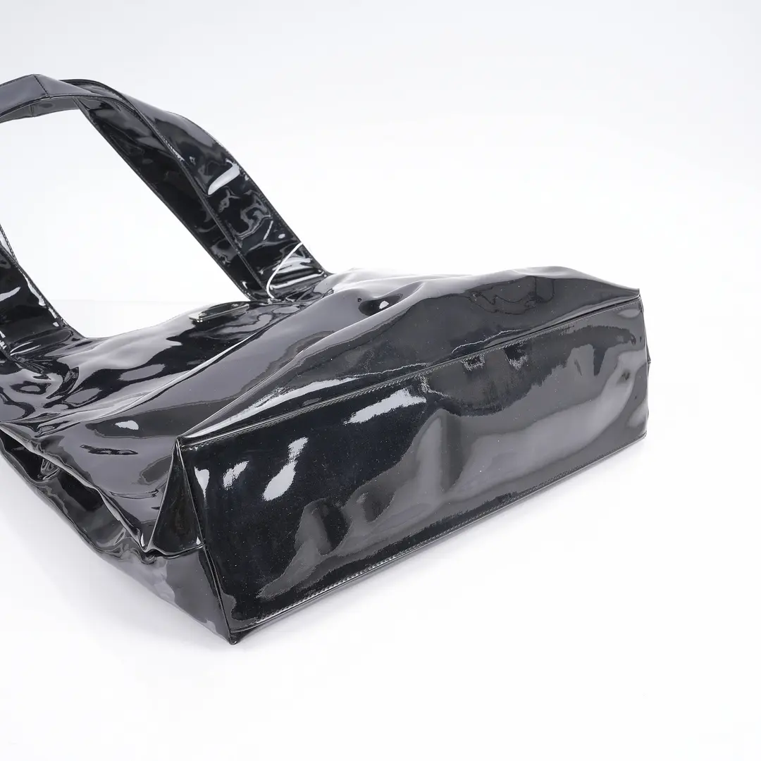 Salvatore Ferragamo Black Patent Leather Tote Bag