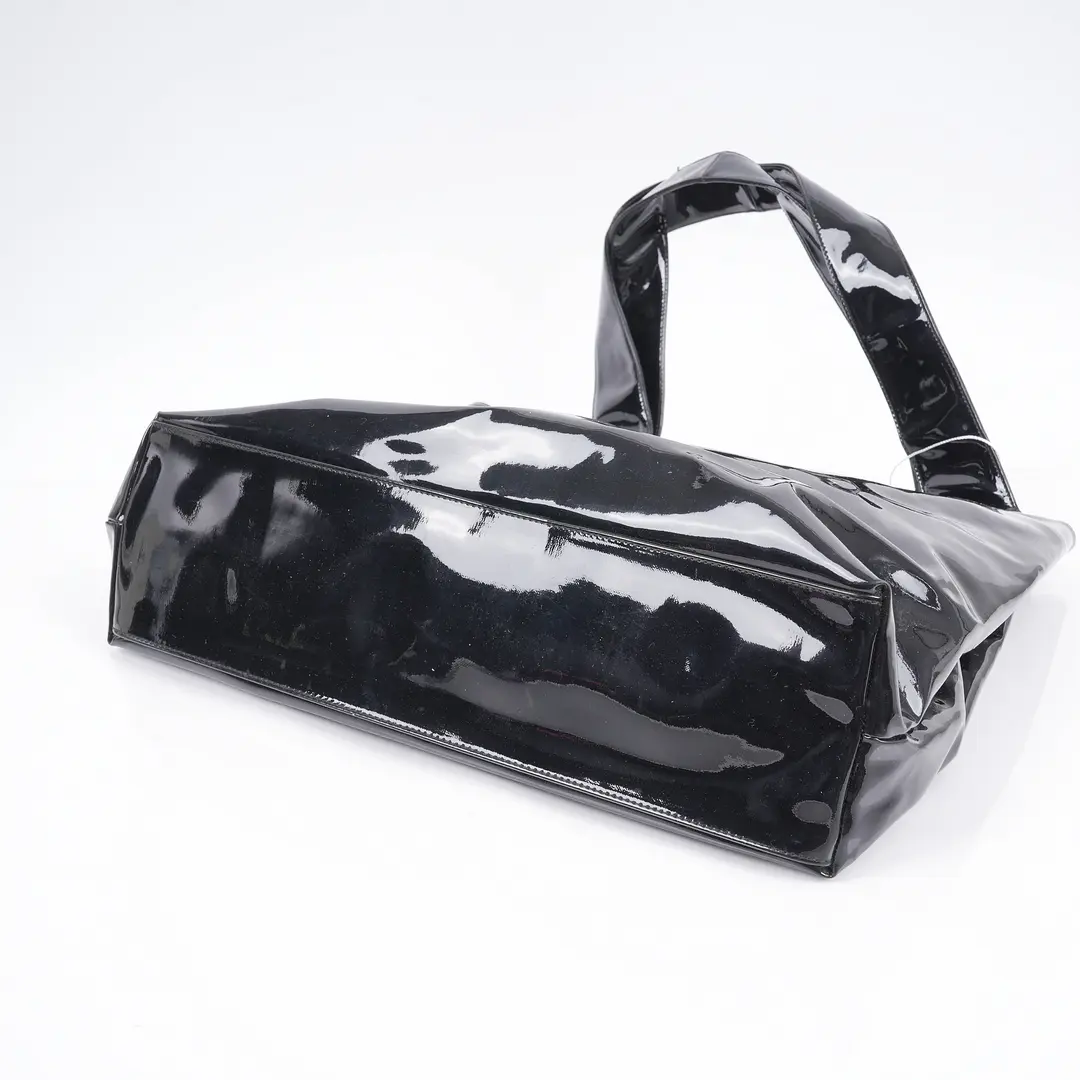 Salvatore Ferragamo Black Patent Leather Tote Bag
