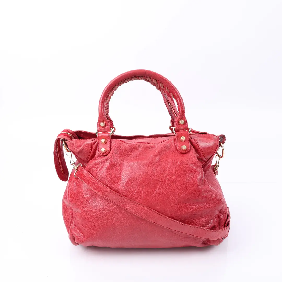Balenciaga Classic Town Red Leather Shoulder Bag
