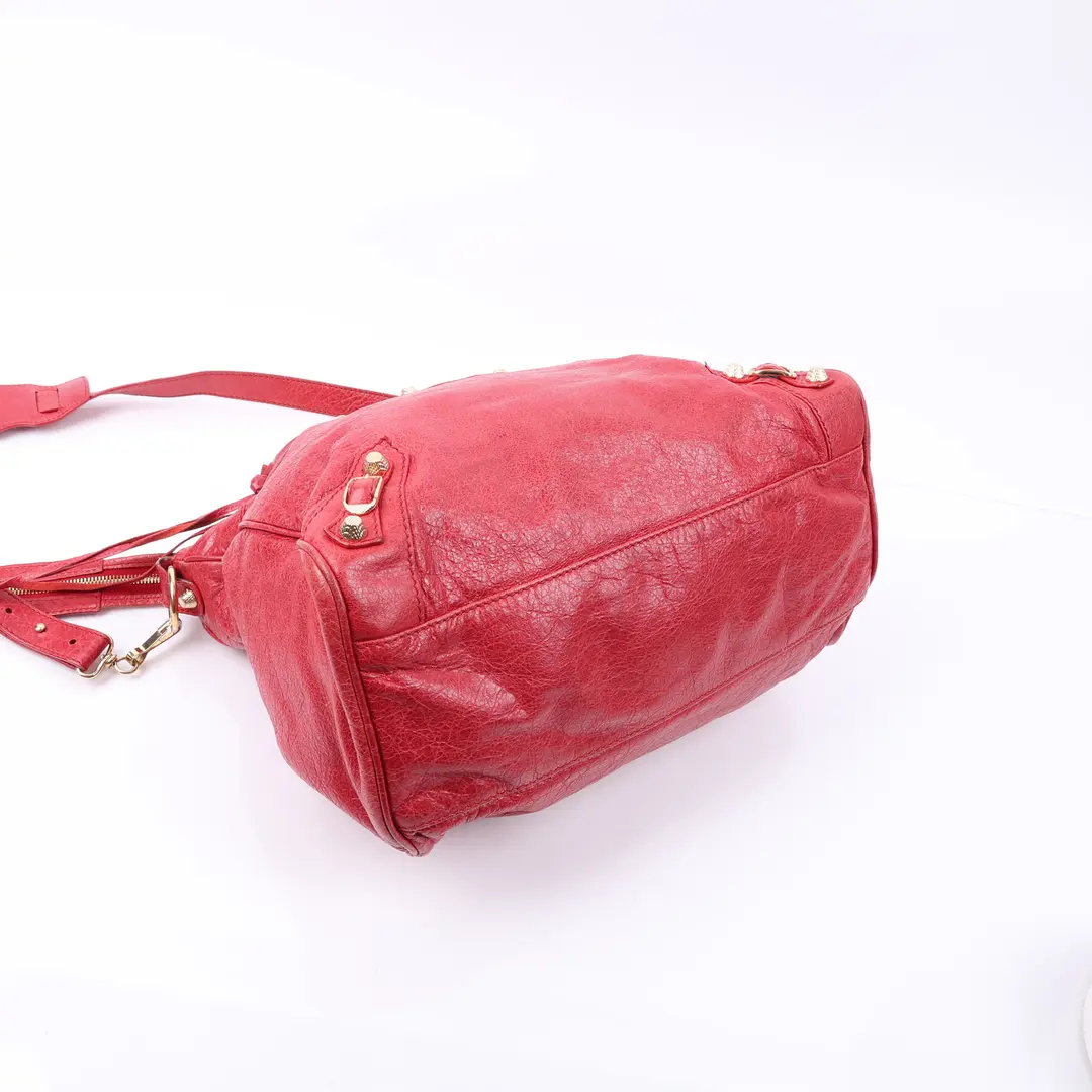 Balenciaga Classic Town Red Leather Shoulder Bag