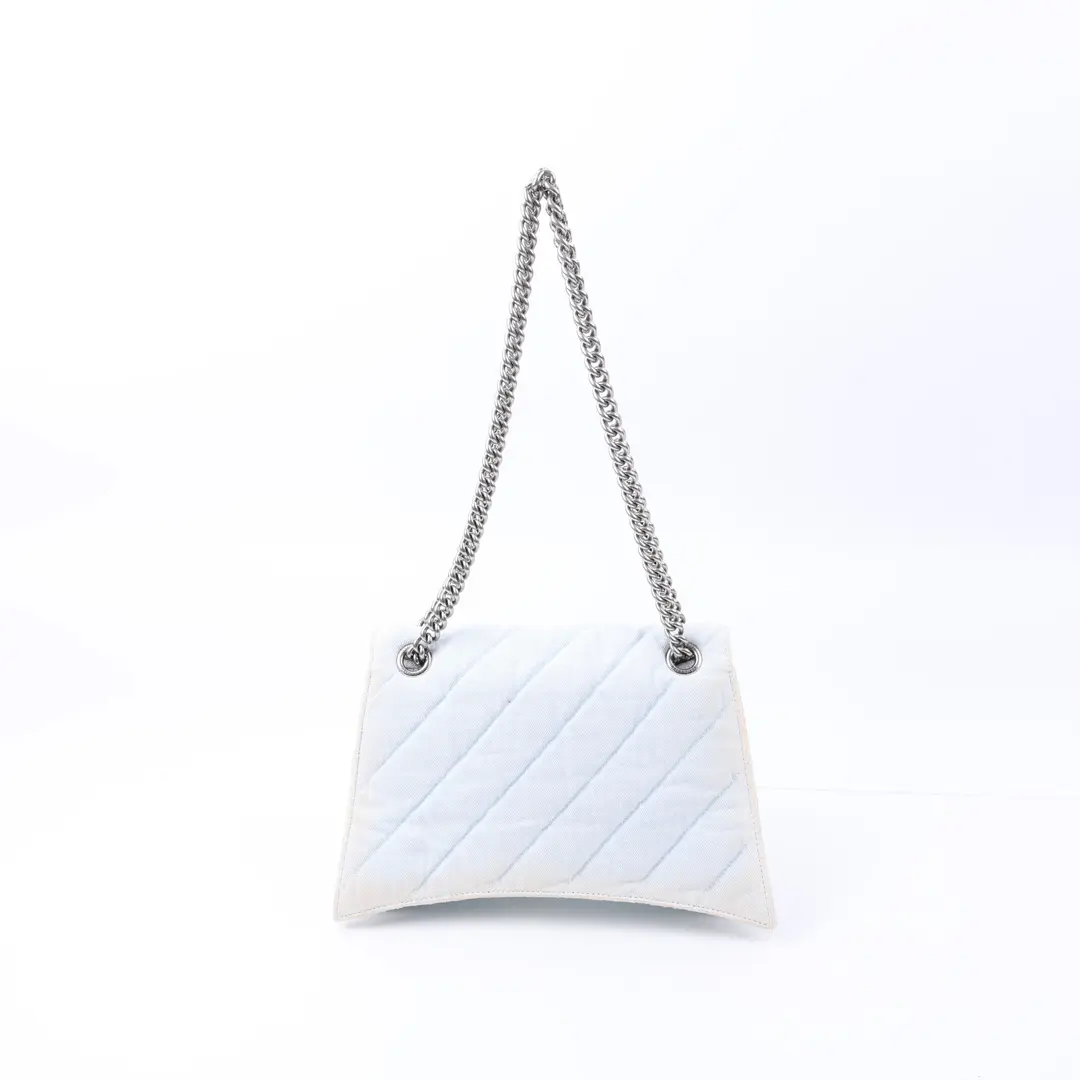 Balenciaga Hourglass Blue Quilted Canvas Shoulder Bag