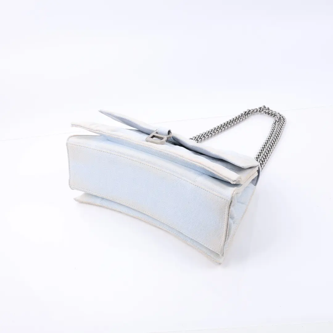 Balenciaga Hourglass Blue Quilted Canvas Shoulder Bag