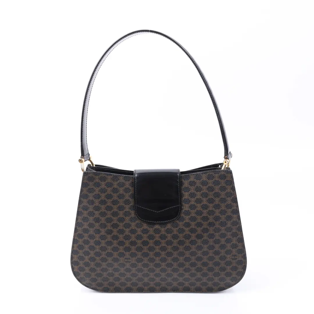 Celine Macadam Brown Canvas Shoulder Bag