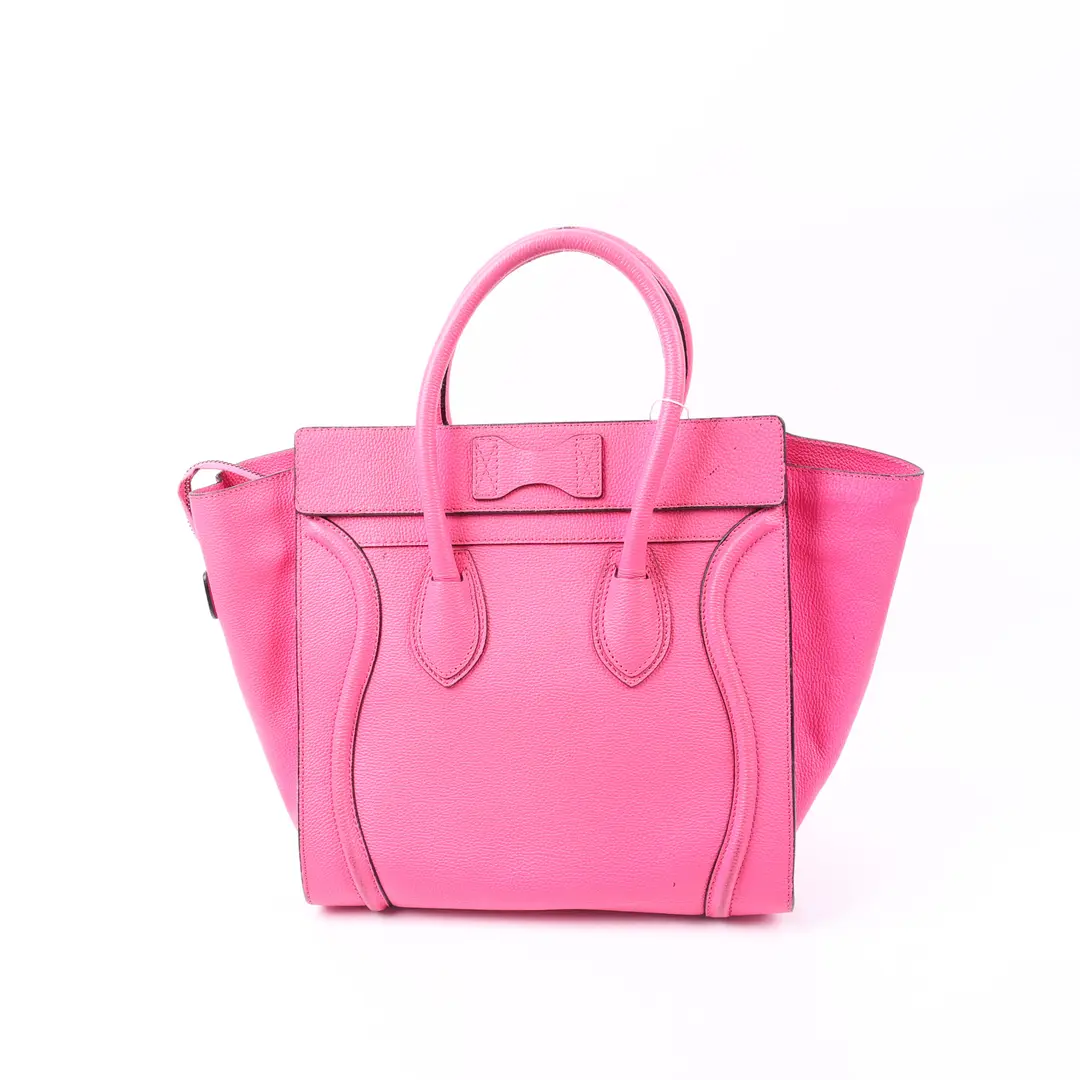 Celine Luggage Micro Pink Drummed Leather Tote