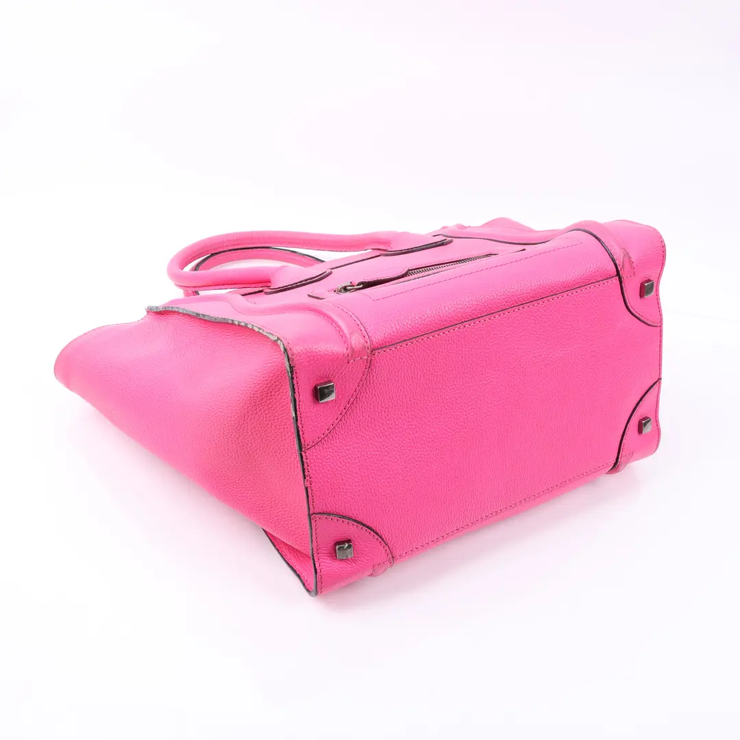 Celine Luggage Micro Pink Drummed Leather Tote