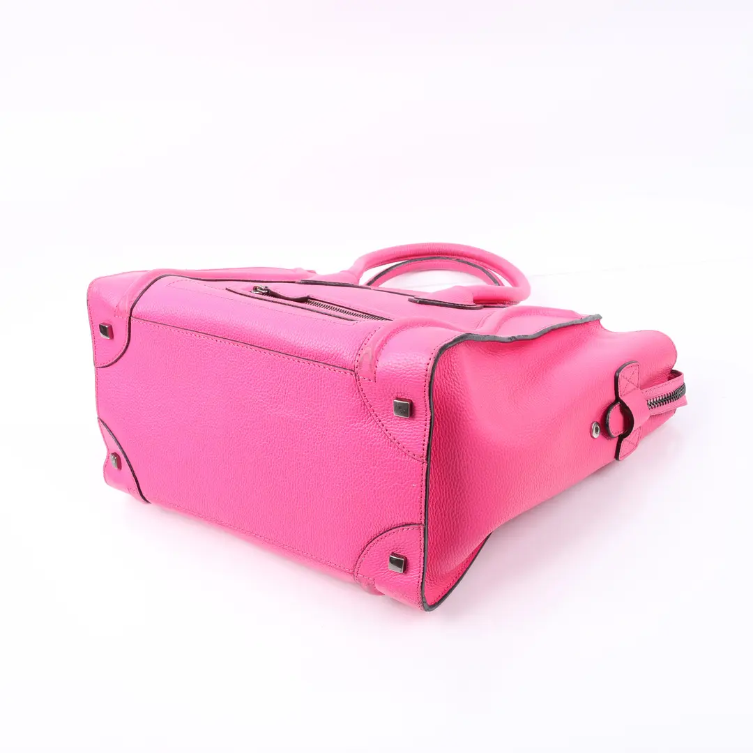 Celine Luggage Micro Pink Drummed Leather Tote
