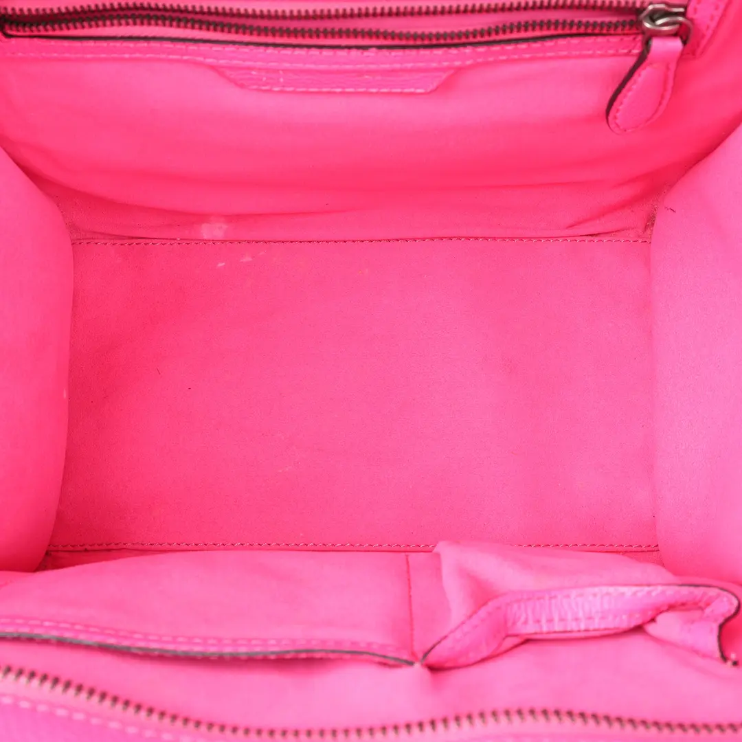 Celine Luggage Micro Pink Drummed Leather Tote