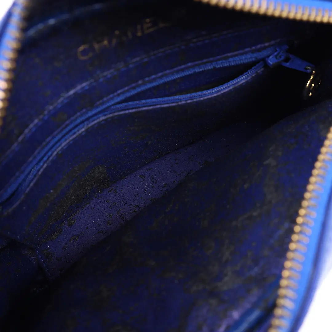 Chanel Vintage Camera Bag Blue Lambskin Shoulder Bag