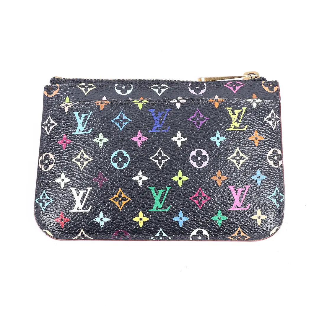 Louis Vuitton Pochette Cles Black Multicolore Canvas Wallet