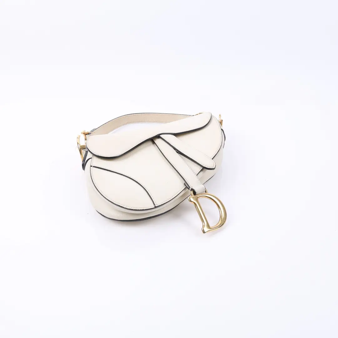 Dior Saddle White Grained Calfskin Shoulder Bag