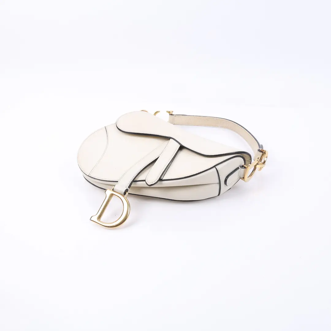 Dior Saddle White Grained Calfskin Shoulder Bag
