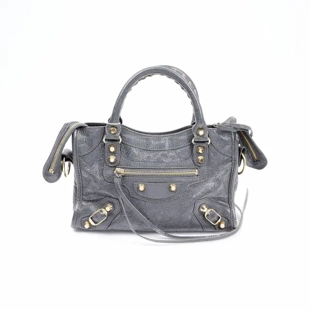 Balenciaga Classic Mini City Gray Leather Shoulder Bag