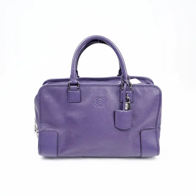 Loewe Amazona 28 Purple Leather Top Handle Bag