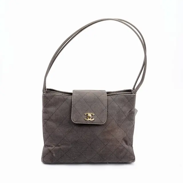Chanel Vintage CC Turn-Lock Brown Quilted Shoulder Bag