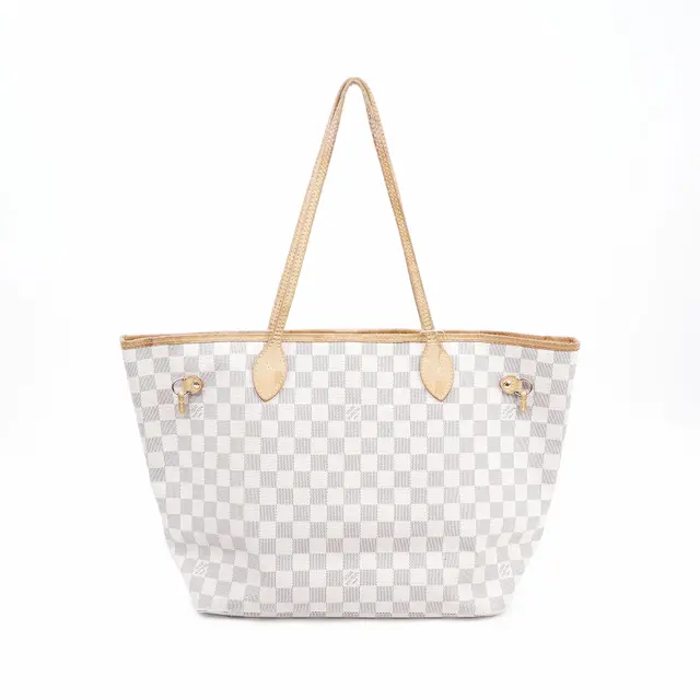 Louis Vuitton Neverfull White Damier Azur Tote Bag
