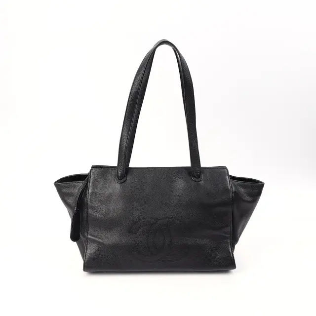 Chanel CC Stitched Black Caviar Leather Tote Bag