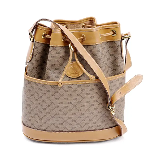Gucci GG Plus Beige Canvas Bucket Bag