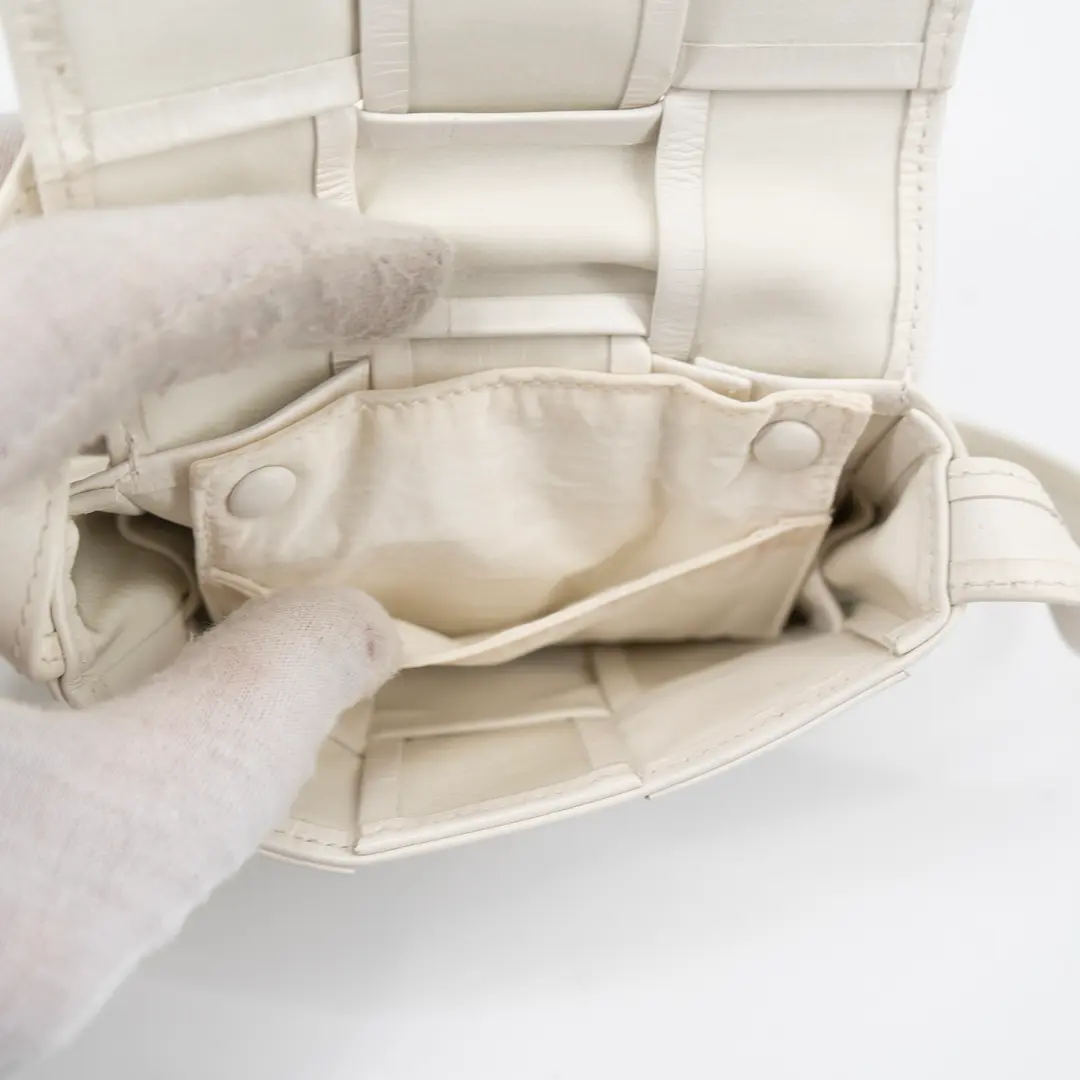 Bottega Veneta Cassette Cream Leather Mini Crossbody Bag