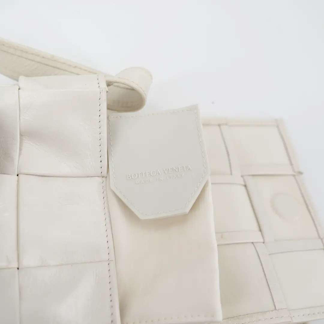 Bottega Veneta Cassette Cream Leather Mini Crossbody Bag