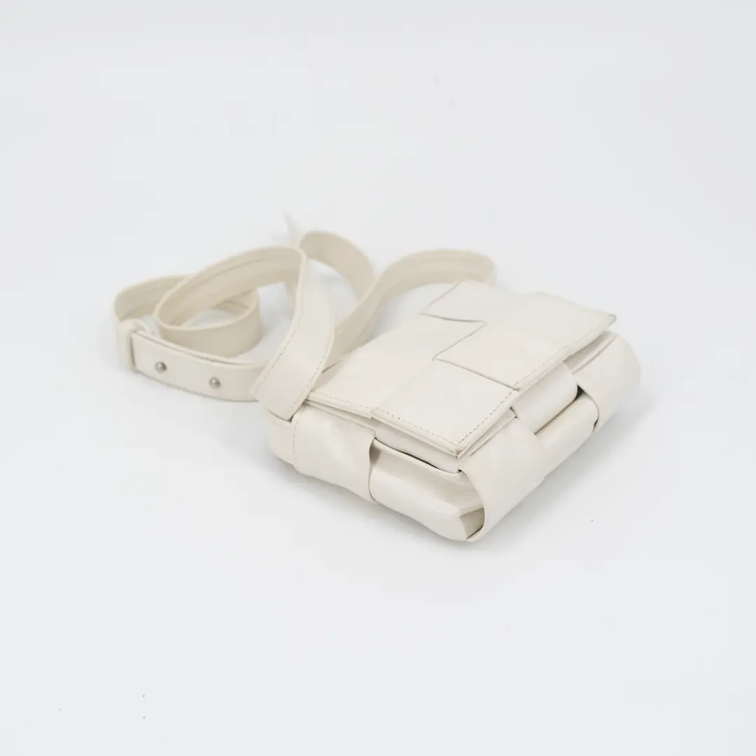 Bottega Veneta Cassette Cream Leather Mini Crossbody Bag