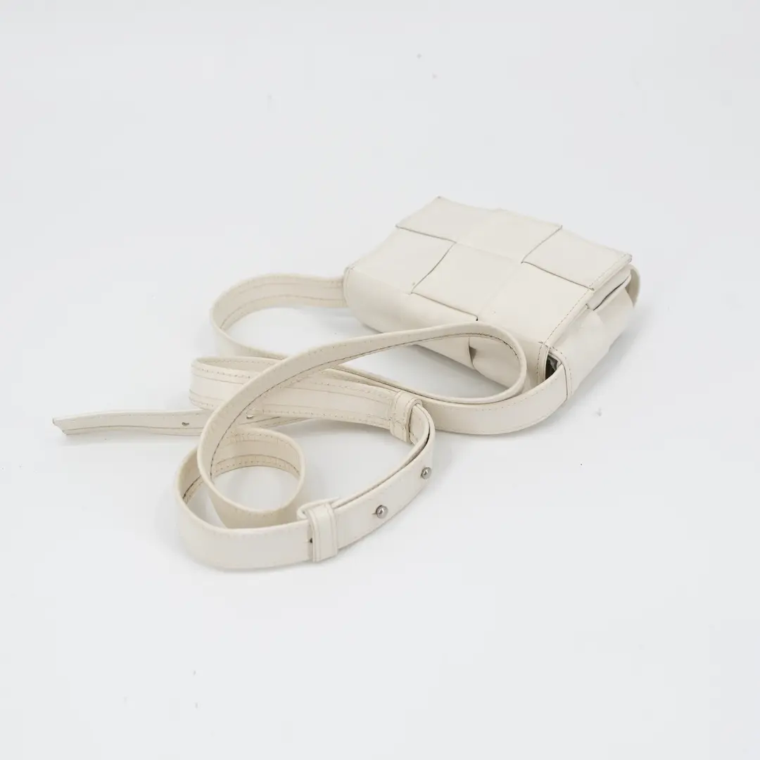 Bottega Veneta Cassette Cream Leather Mini Crossbody Bag