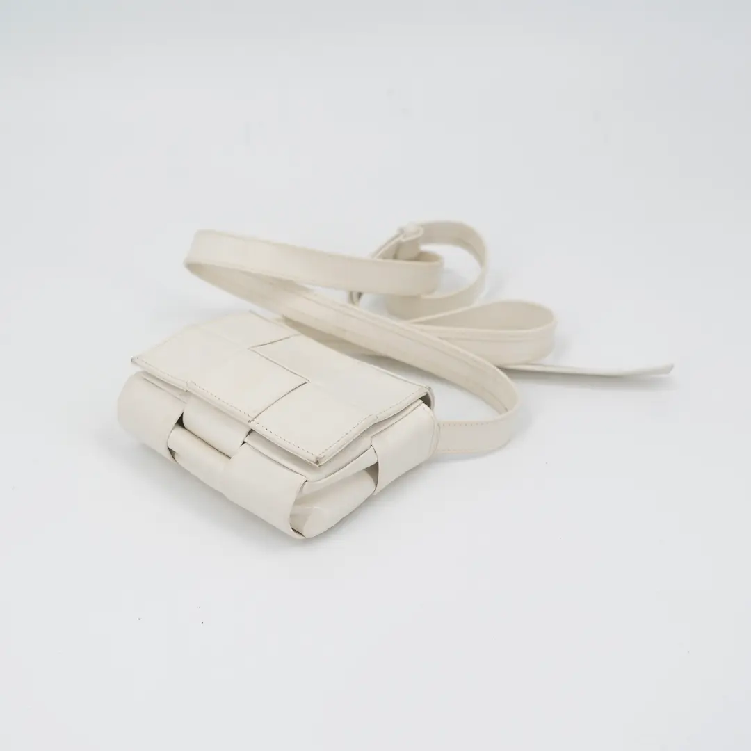 Bottega Veneta Cassette Cream Leather Mini Crossbody Bag