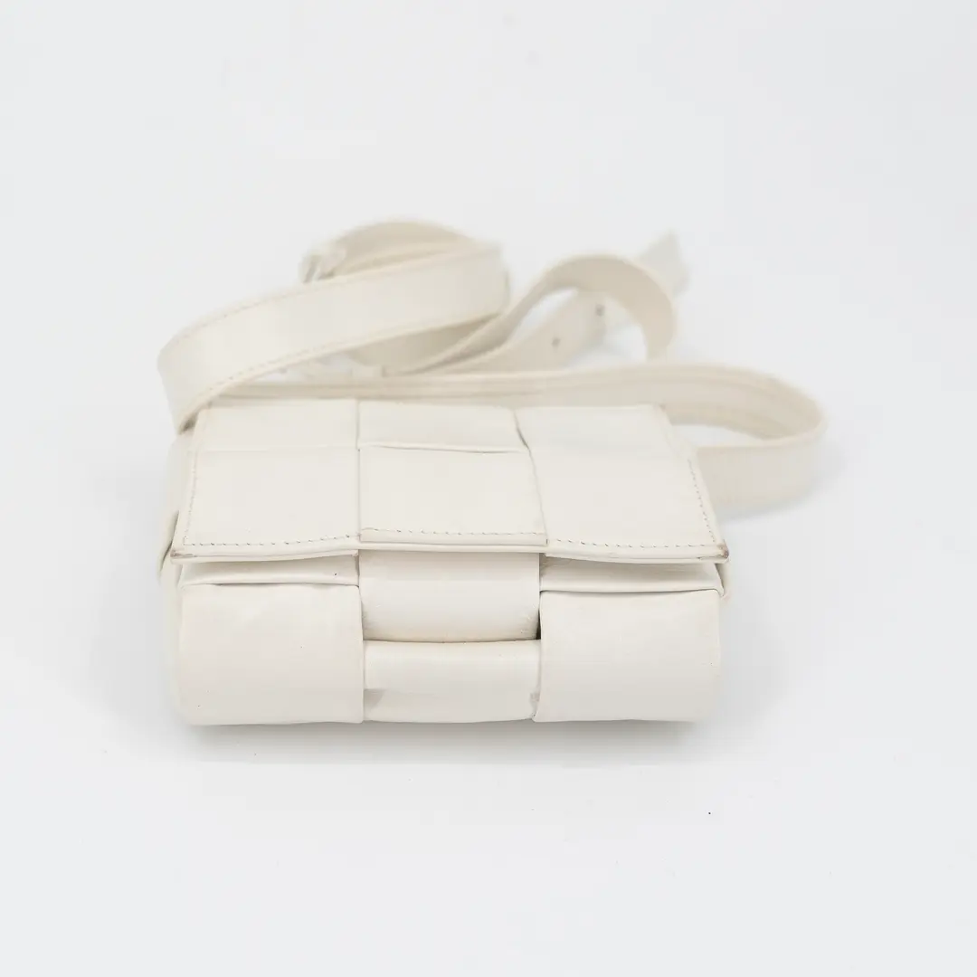 Bottega Veneta Cassette Cream Leather Mini Crossbody Bag