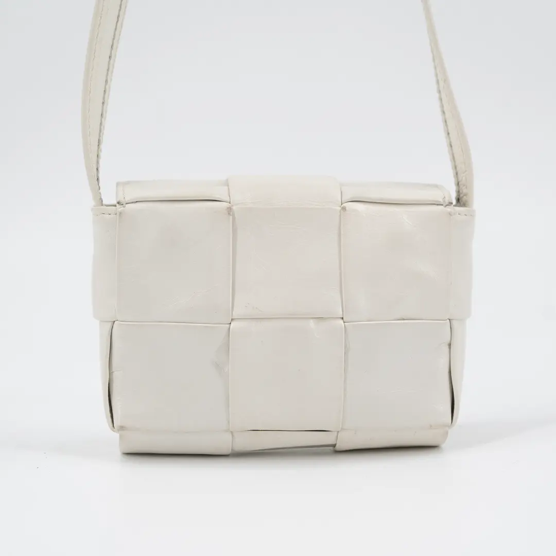 Bottega Veneta Cassette Cream Leather Mini Crossbody Bag