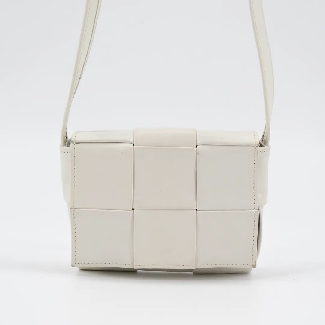 Bottega Veneta Cassette Cream Leather Mini Crossbody Bag