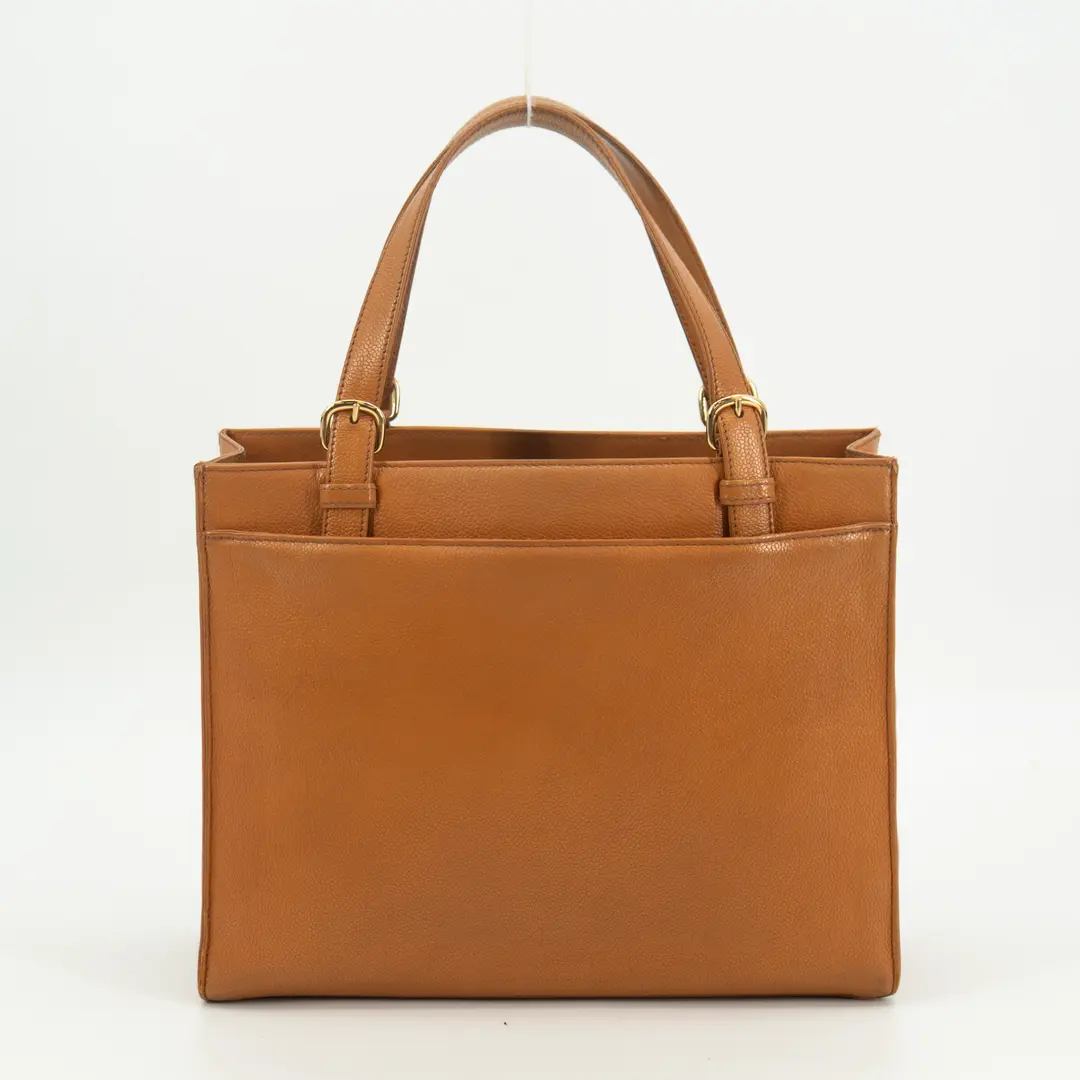 Chanel Vintage Caviar Leather CC Tote Bag Gold HW