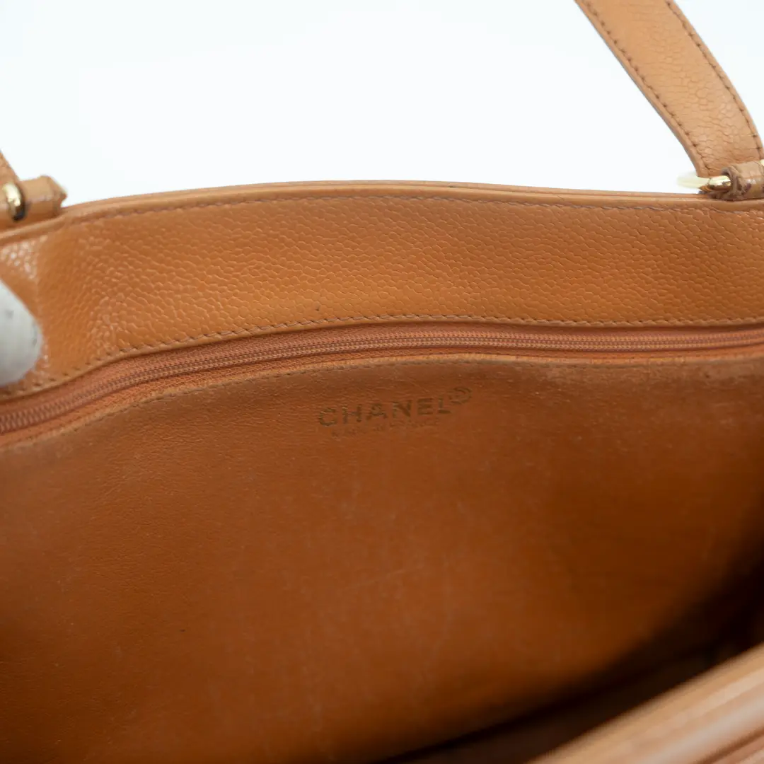 Chanel Vintage Caviar Leather CC Tote Bag Gold HW