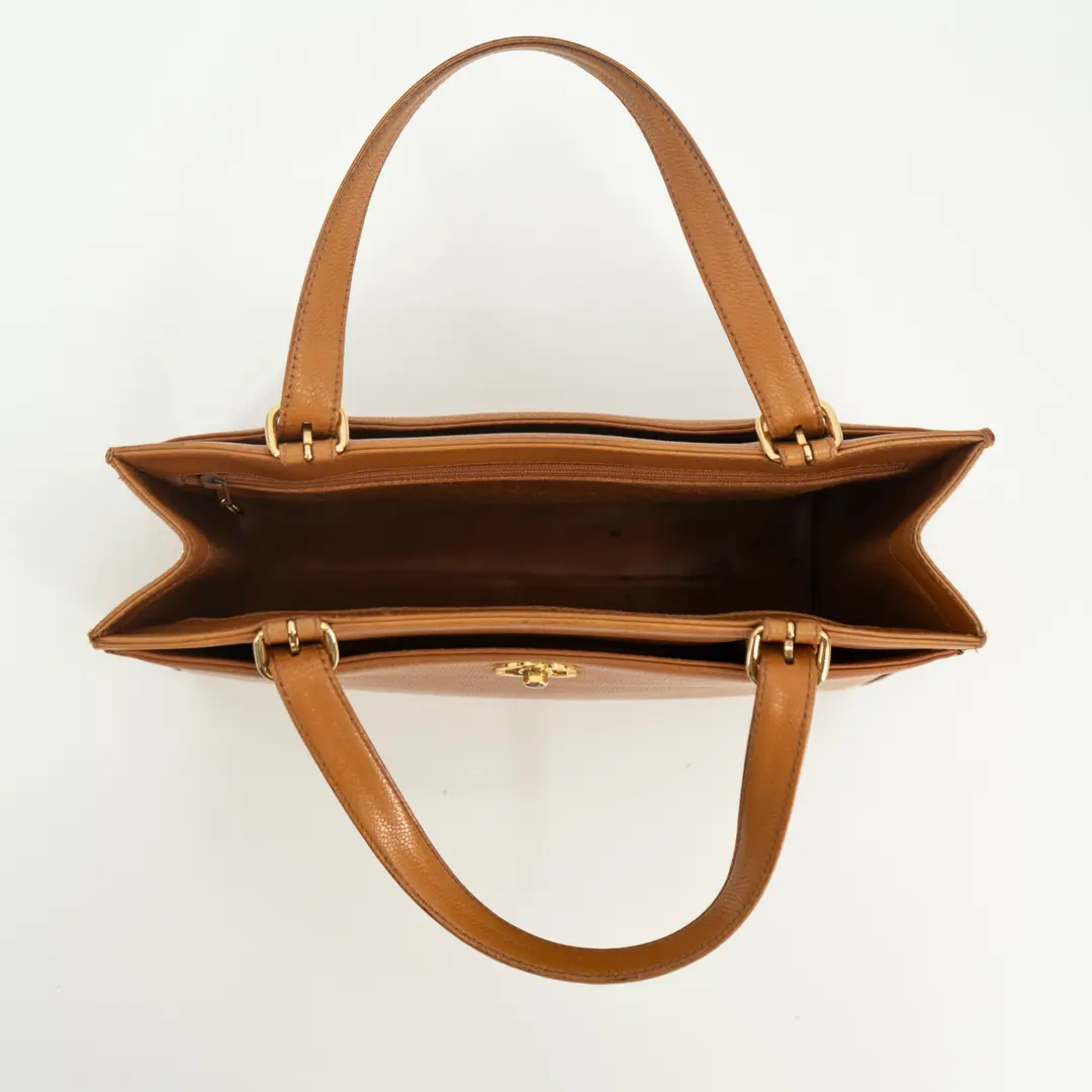 Chanel Vintage Caviar Leather CC Tote Bag Gold HW
