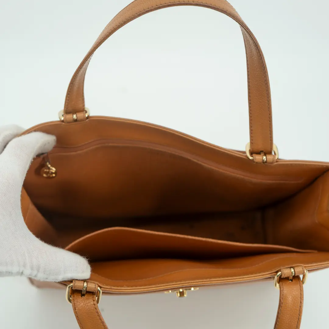 Chanel Vintage Caviar Leather CC Tote Bag Gold HW