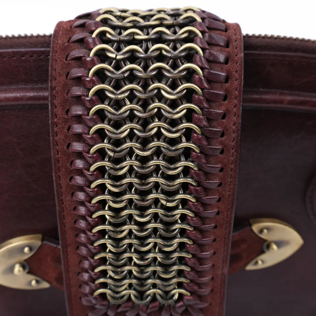 Dior Gaucho Burgundy Leather Suede Top Handle Bag