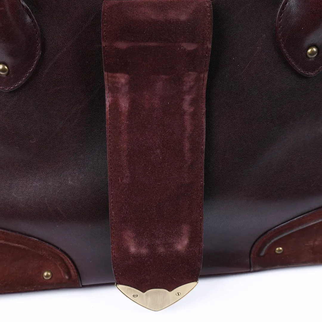 Dior Gaucho Burgundy Leather Suede Top Handle Bag