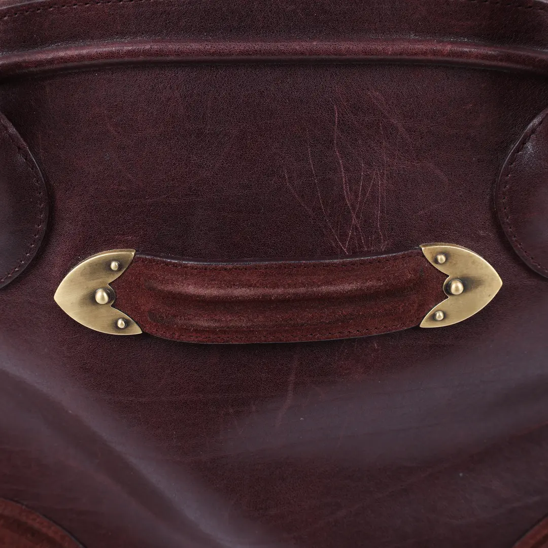 Dior Gaucho Burgundy Leather Suede Top Handle Bag